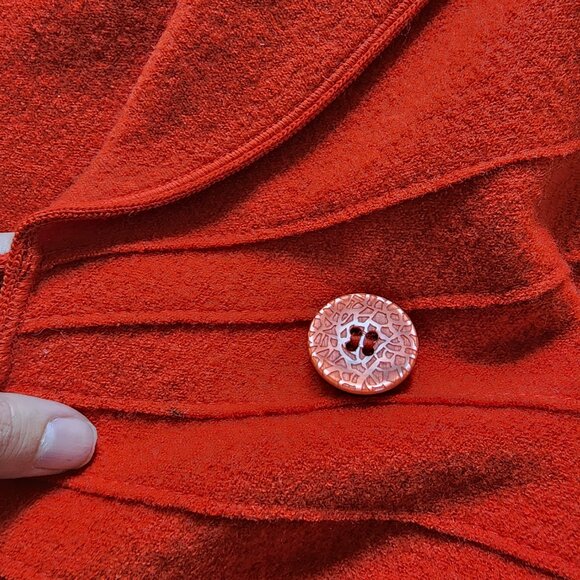Vintage Geiger Orange Red Boiled Wool Sweater Cardigan Jacket - Picture 10 of 10